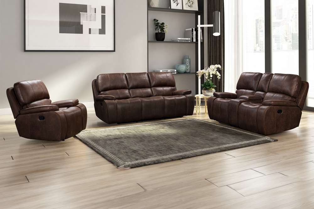 New Classic Furniture - Brookings Dual Recliner Sofa-Brown - U093-30-BRN veiw 2