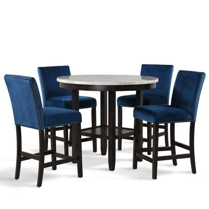 New Classic Furniture - Celeste 42in Round Counter Table-Espresso/Faux Marble - D400-12 veiw 2