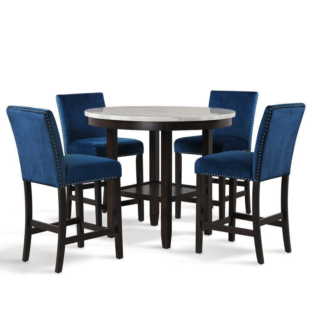 New Classic Furniture - Celeste 42in Round Counter Table-Espresso/Faux Marble - D400-12 veiw 3