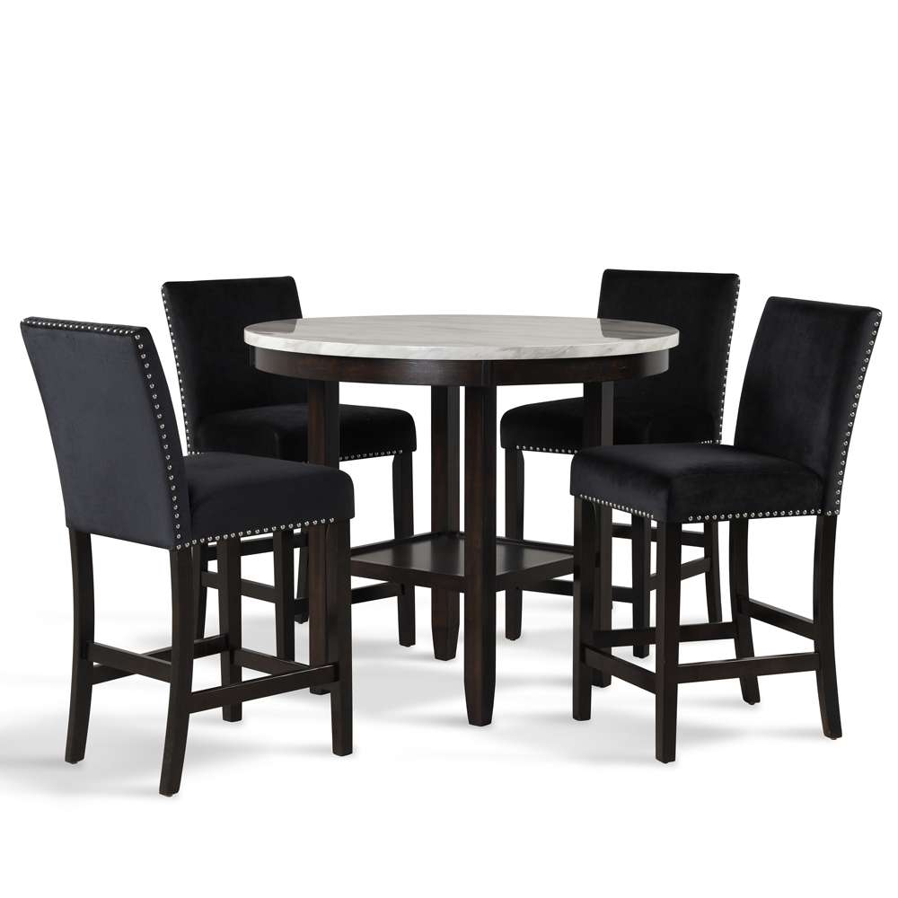 New Classic Furniture - Celeste 42in Round Counter Table-Espresso/Faux Marble - D400-12 veiw 4