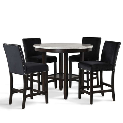 New Classic Furniture - Celeste 42in Round Counter Table-Espresso/Faux Marble - D400-12 veiw 4