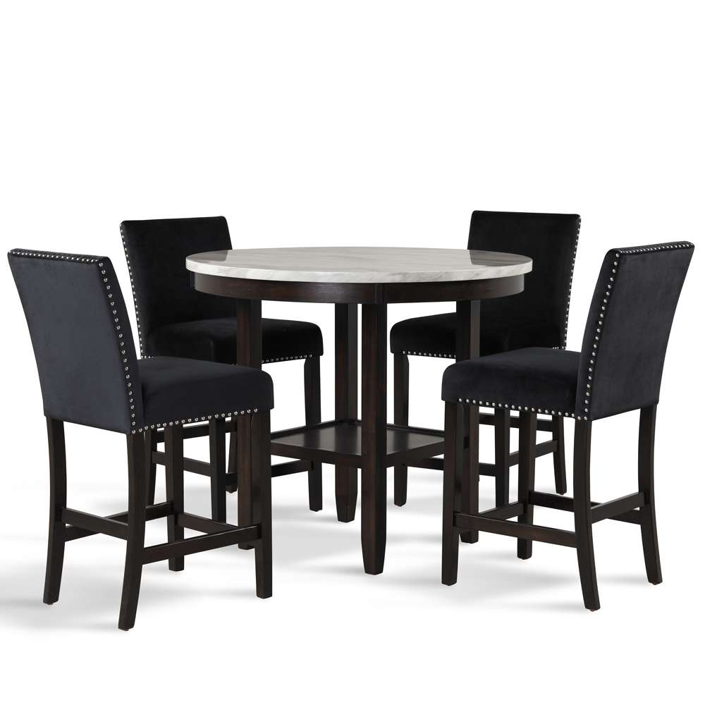 New Classic Furniture - Celeste 42in Round Counter Table-Espresso/Faux Marble - D400-12 veiw 5