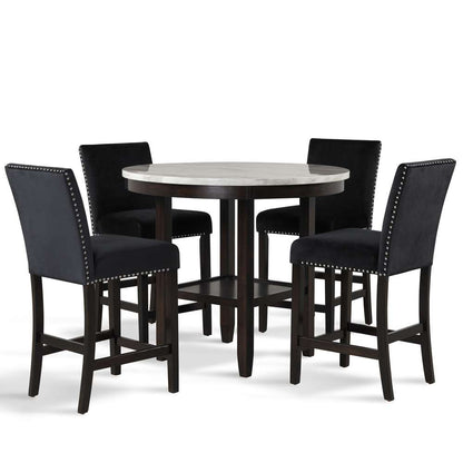 New Classic Furniture - Celeste 42in Round Counter Table-Espresso/Faux Marble - D400-12 veiw 5
