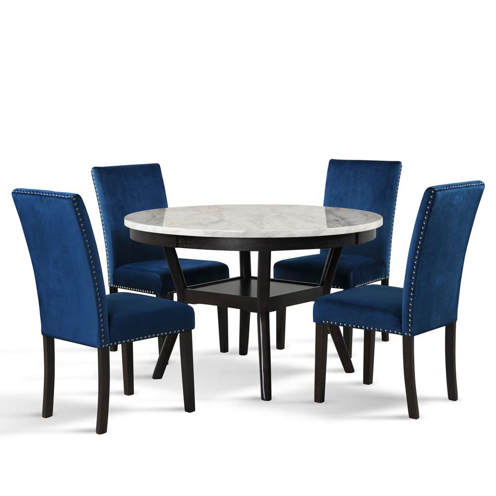 New Classic Furniture - Celeste 48in Round Dining Table-Espresso/Faux Marble - D400-11 veiw 3