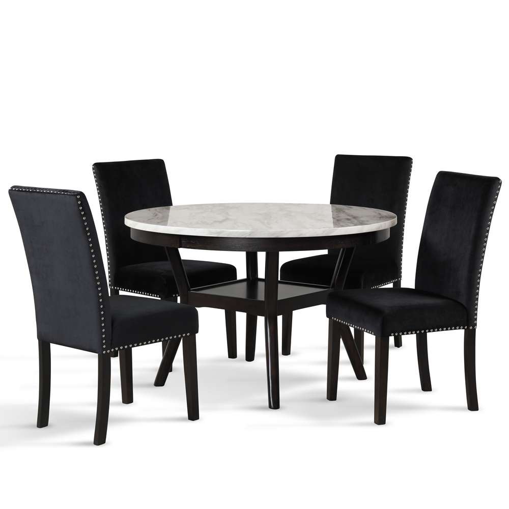 New Classic Furniture - Celeste 48in Round Dining Table-Espresso/Faux Marble - D400-11 veiw 4