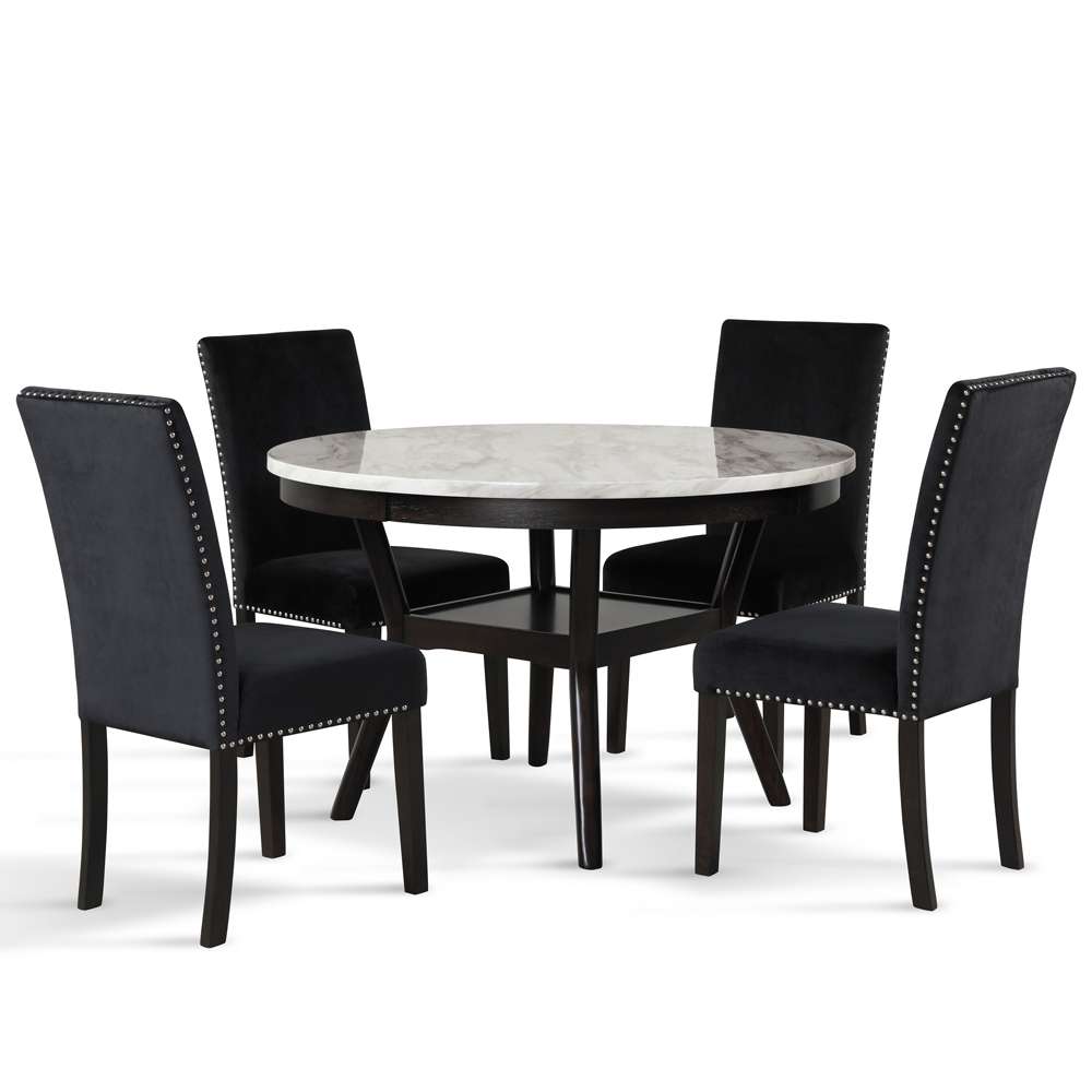 New Classic Furniture - Celeste 48in Round Dining Table-Espresso/Faux Marble - D400-11 veiw 5