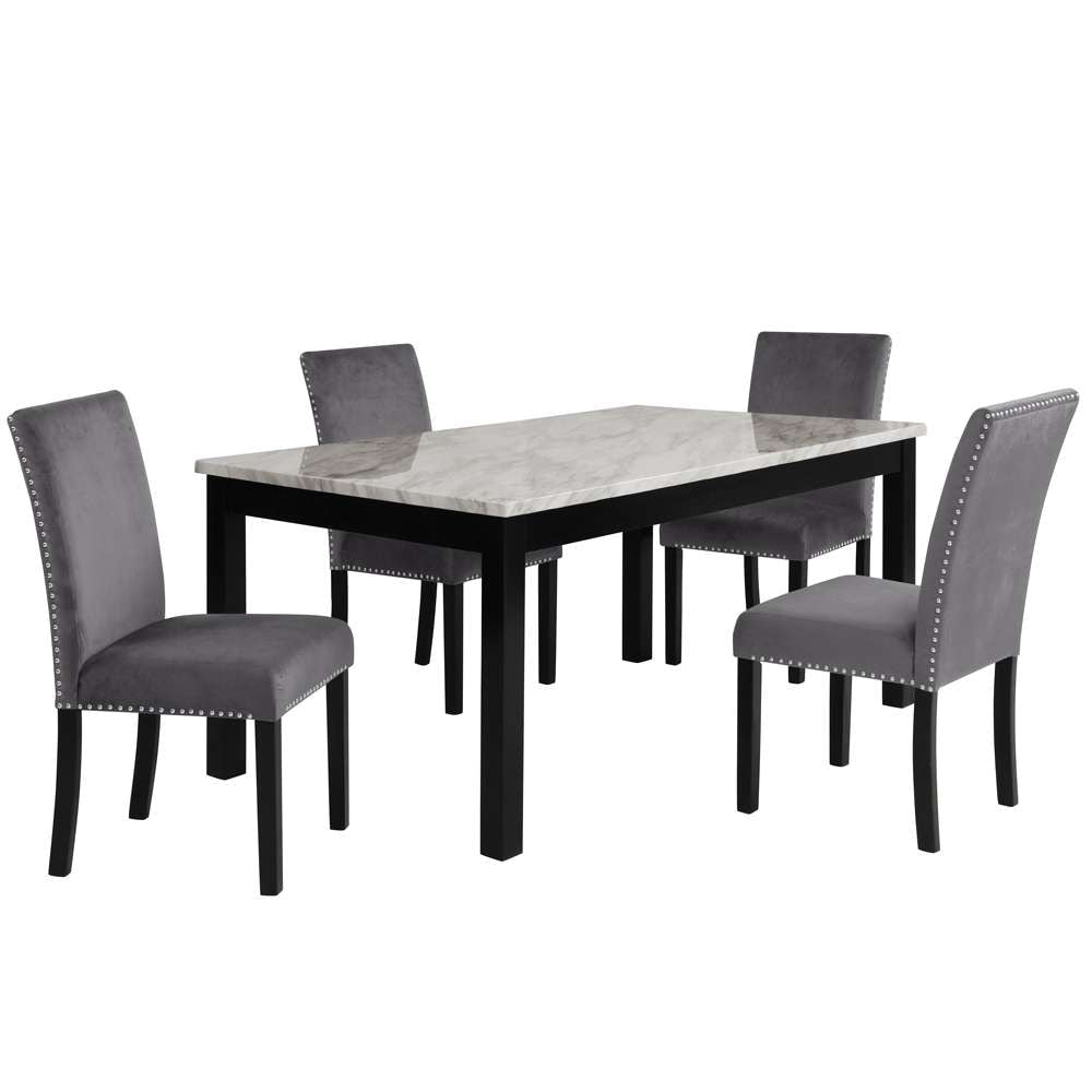 New Classic Furniture - Celeste 64in Dining Table-Espresso/Faux Marble - D400-10 veiw 6