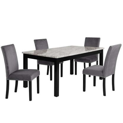 New Classic Furniture - Celeste 64in Dining Table-Espresso/Faux Marble - D400-10 veiw 6