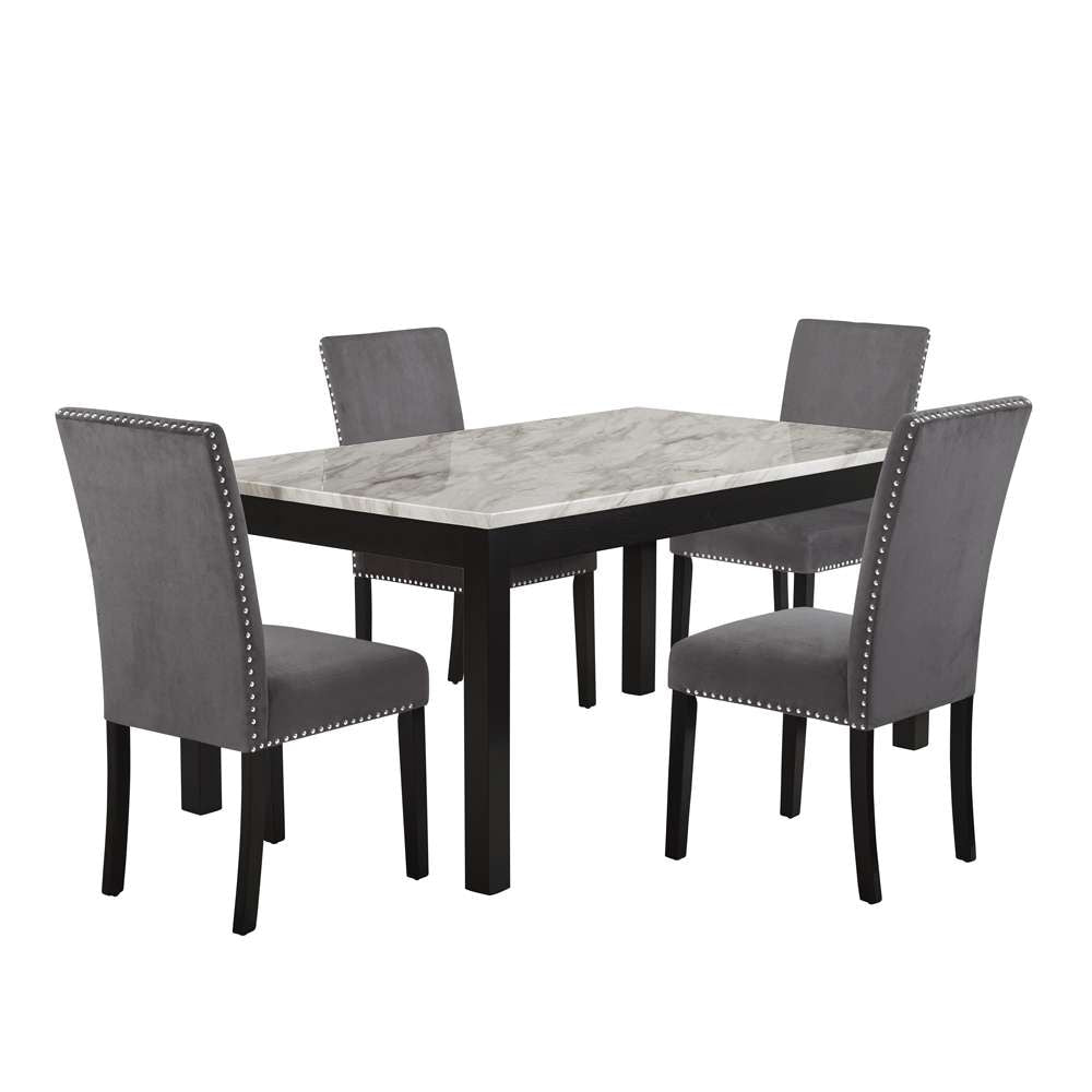 New Classic Furniture - Celeste 64in Dining Table-Espresso/Faux Marble - D400-10 veiw 7