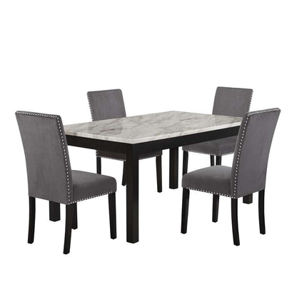 New Classic Furniture - Celeste 64in Dining Table-Espresso/Faux Marble - D400-10 veiw 7