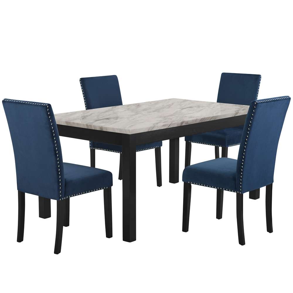 New Classic Furniture - Celeste 64in Dining Table-Espresso/Faux Marble - D400-10 veiw 9