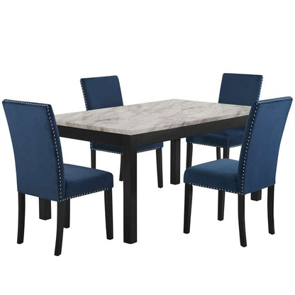 New Classic Furniture - Celeste 64in Dining Table-Espresso/Faux Marble - D400-10 veiw 9
