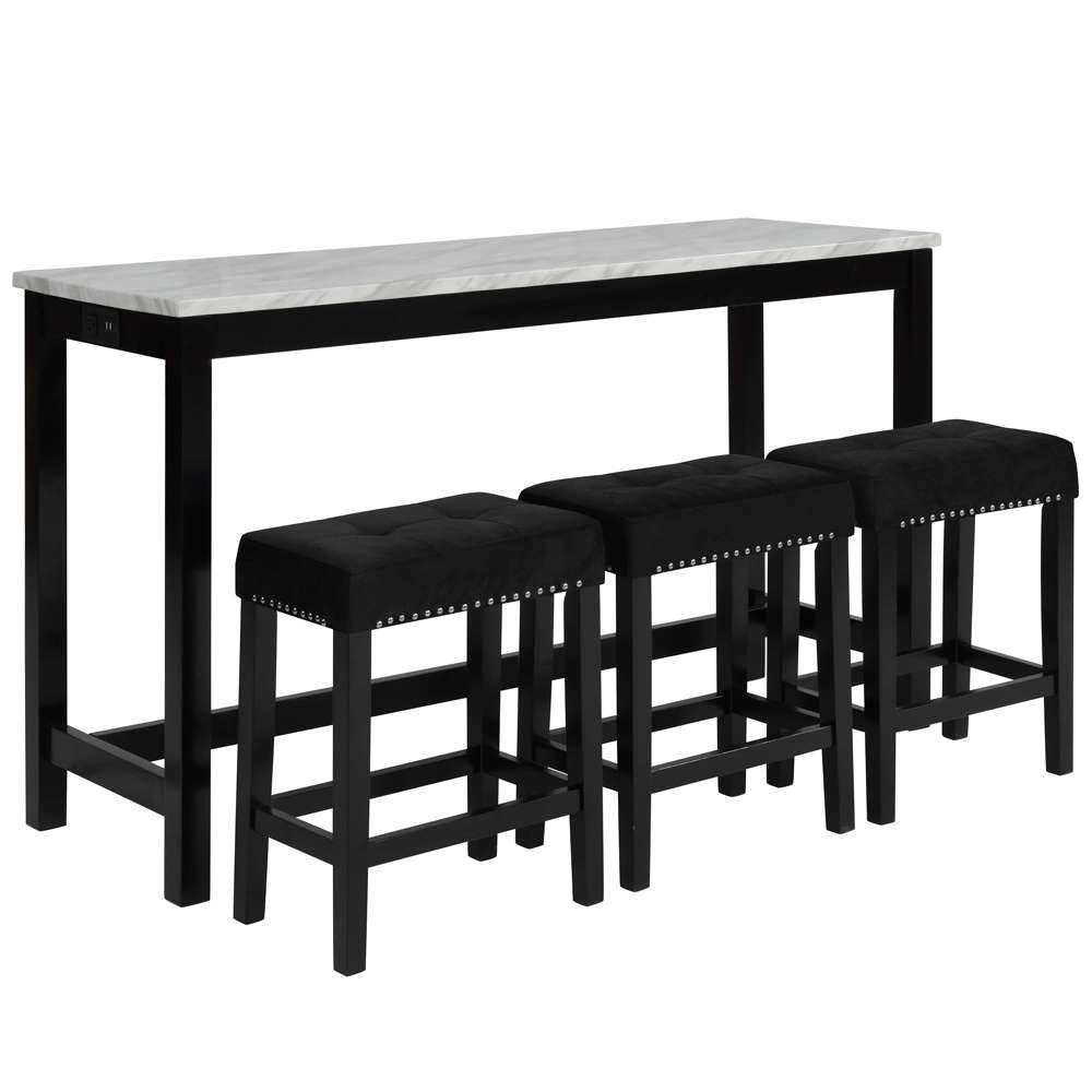 New Classic Furniture - Celeste Theater Bar Table With 3 Stools-Black - D400-B3S-BLK veiw 1