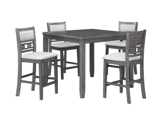 New Classic Furniture - Gia 5Pc 42in Square Counter Table & 4 Chairs-Gray - D1701-542-GRY view 1