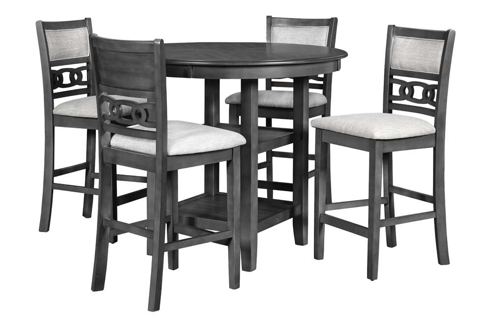 New Classic Furniture - Gia Round Counter Dining 5 Pc Set - Gray - D1701-52S-GRY view 1