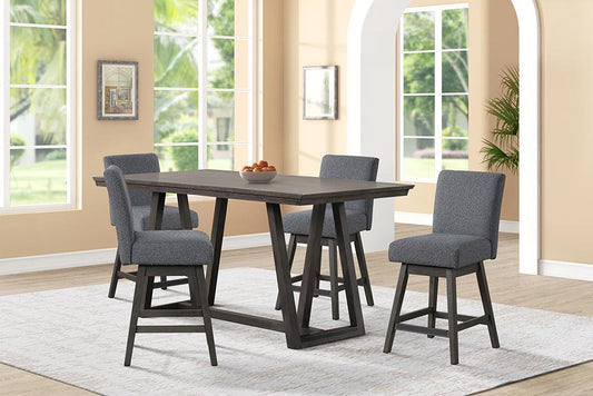 New Classic Furniture - High Line Counter Table And 4 Gray Swivel Counter Chairs - 45-4125S-DG4C view 1
