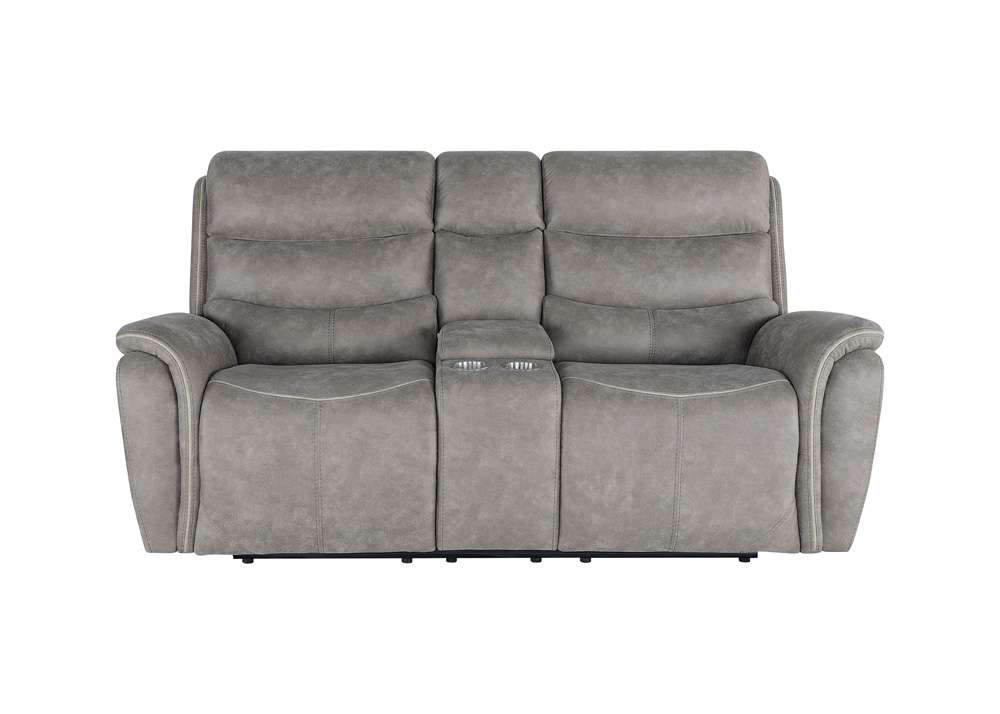 New Classic Furniture - Kamari Console Loveseat W/ Dual Recliners-Gray - U092-25-GRY veiw 3