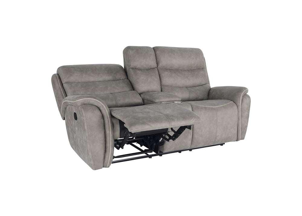 New Classic Furniture - Kamari Console Loveseat W/ Dual Recliners-Gray - U092-25-GRY veiw 5