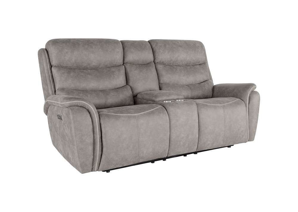 New Classic Furniture - Kamari Console Loveseat W/Pwr Hr & Fr-Gray - U092-25P2-GRY veiw 2