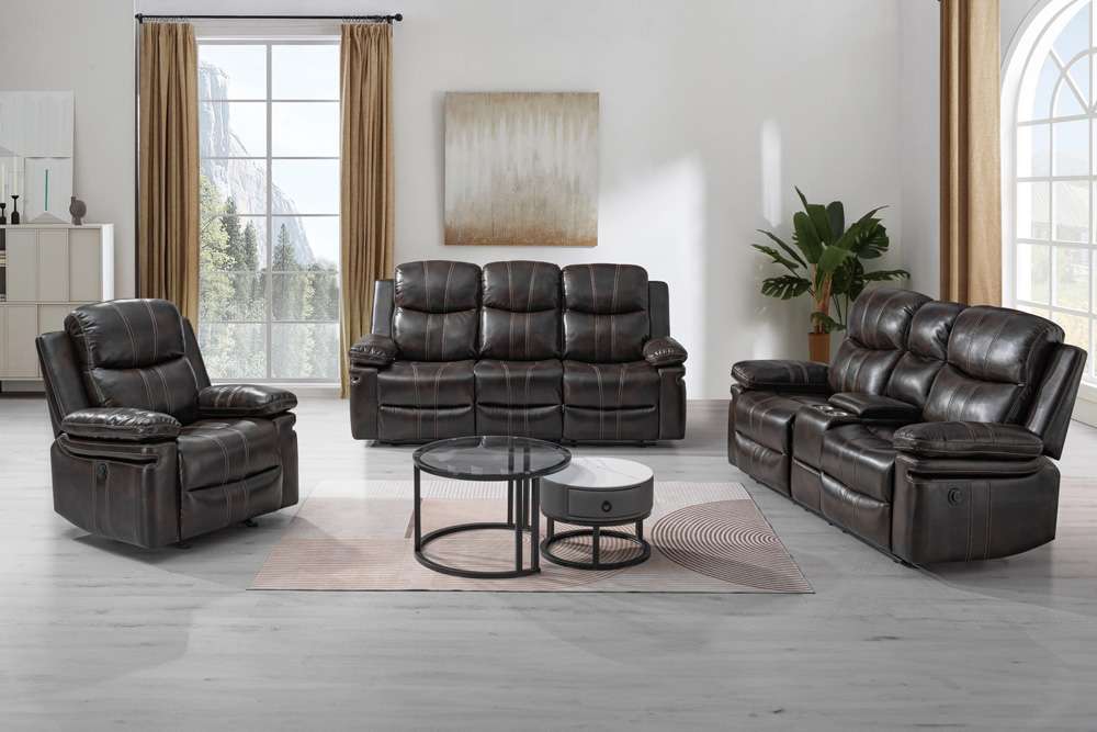 New Classic Furniture - Kellen  Sofa W/ Drop Down Tray & Pwr Fr-Brown - U6023-30P1-BRN veiw 3