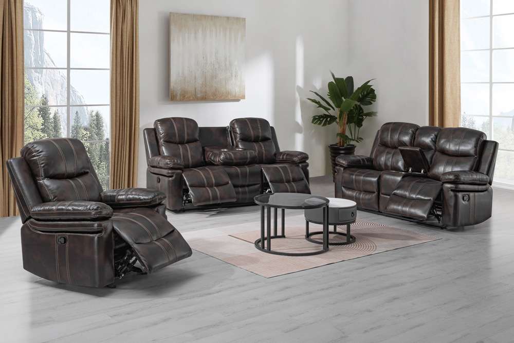 New Classic Furniture - Kellen  Sofa W/Dual Recliner & Drop Down  Tray-Brown - U6023-30-BRN veiw 2