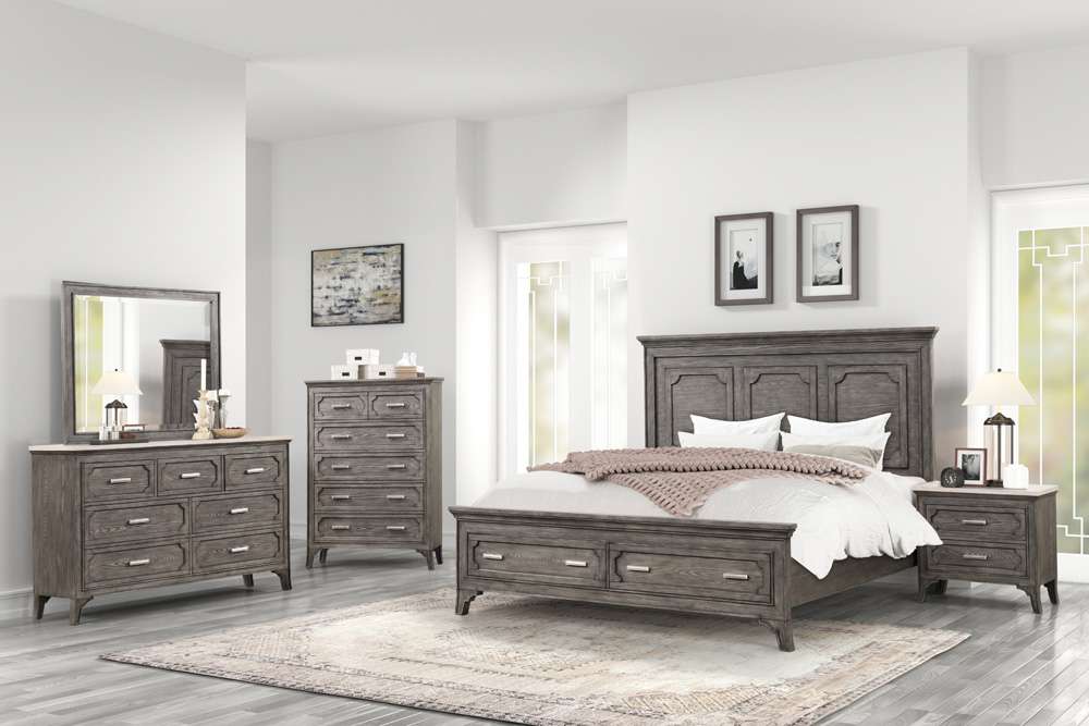 New Classic Furniture - Lisbon 60in Western King Bed-Gray - 00-1605-200 veiw 2