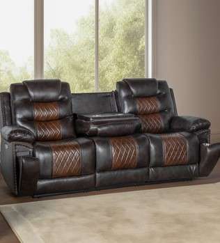 New Classic Furniture - Nikko Console Loveseat W/Pwr Fr-Brown - U7005-25P1-BRN veiw 1