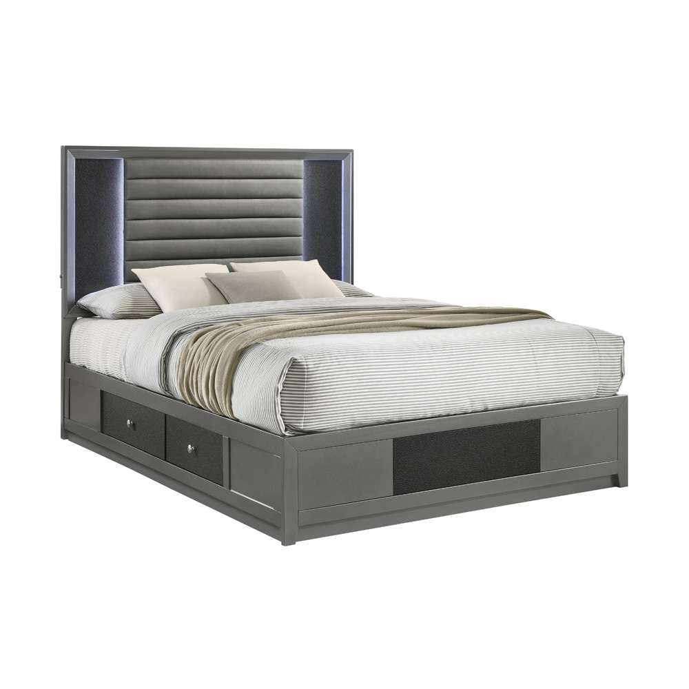 New Classic Furniture - Nocturne 50in Queen Platform Bed-Slate Gray - 00-1684-300 veiw 2