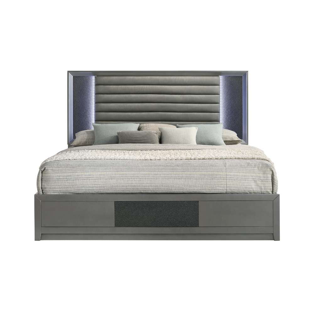New Classic Furniture - Nocturne 60in Western King Platform Bed-Slate Gray - 00-1684-200 veiw 3