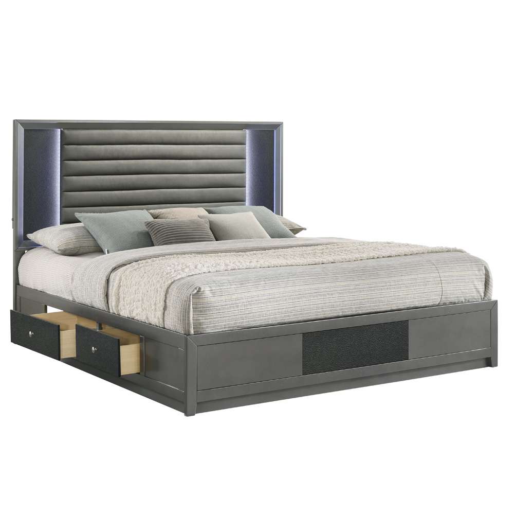 New Classic Furniture - Nocturne 60in Western King Platform Bed-Slate Gray - 00-1684-200 veiw 6