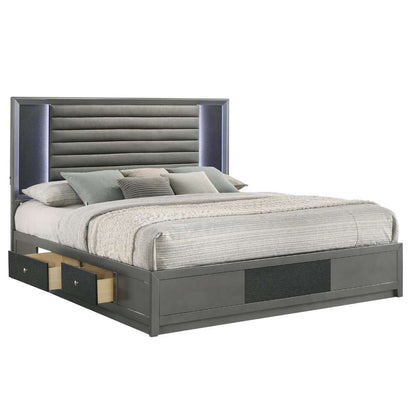 New Classic Furniture - Nocturne 60in Western King Platform Bed-Slate Gray - 00-1684-200 veiw 6