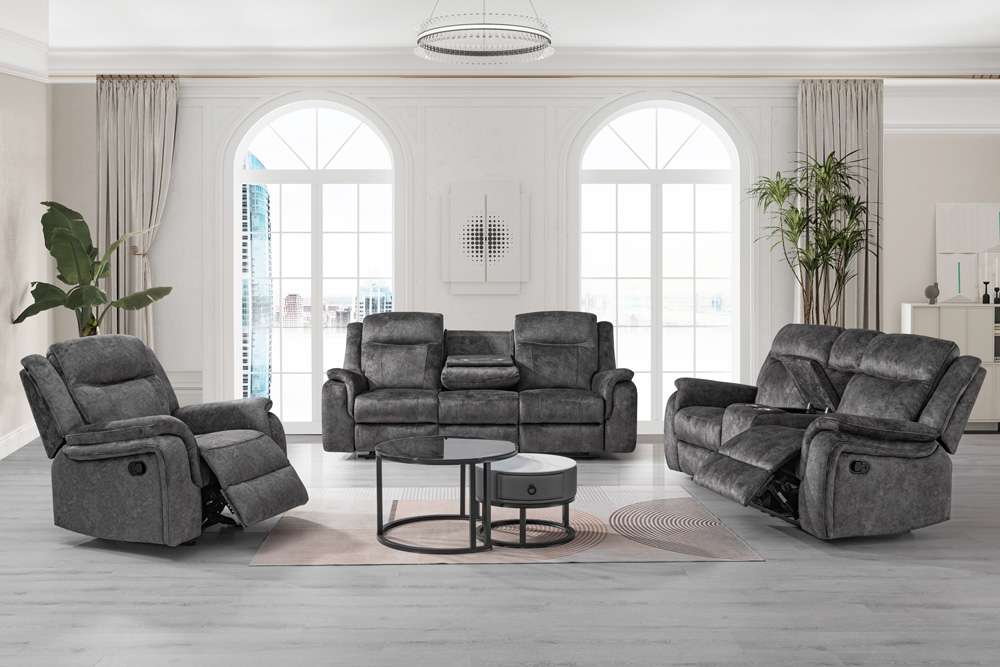 New Classic Furniture - Park City  Sofa W/Dual Recliner-Slate - U456-30-SGY veiw 4