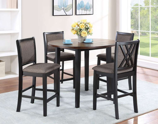 New Classic Furniture - Potomac 42in Round Counter Table & 4 Chairs -Brown/Black - D4832B-42S-CTR veiw 1