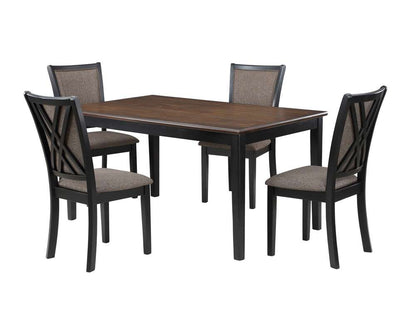 New Classic Furniture - Potomac  60in Rectangle Dining Table & 4 Chairs-Brown/Black - D4832B-60S-REC veiw 3