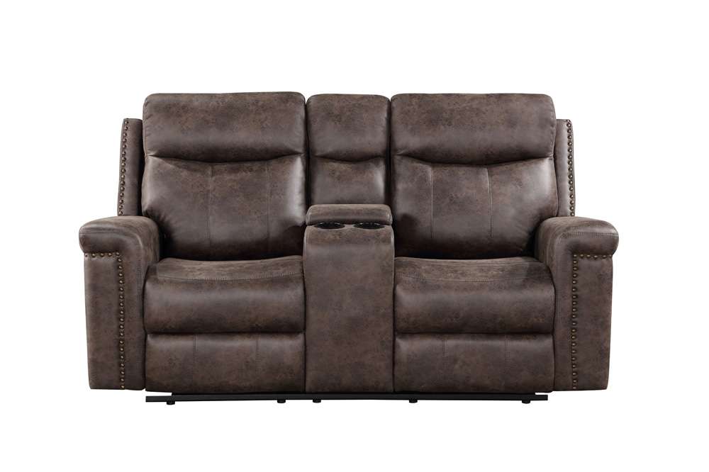 New Classic Furniture - Quade Console Loveseat W/ Dual Recliners-Mocha - U1798-25-MCH veiw 3