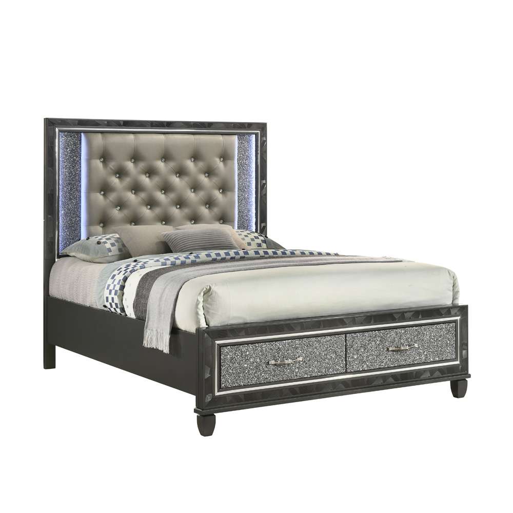 New Classic Furniture - Radiance Black W / Storage - 5/0 Queen Bed - 00-976K-S300 veiw 2