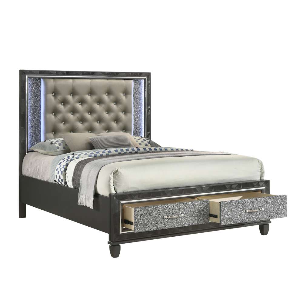 New Classic Furniture - Radiance Black W / Storage - 5/0 Queen Bed - 00-976K-S300 veiw 3