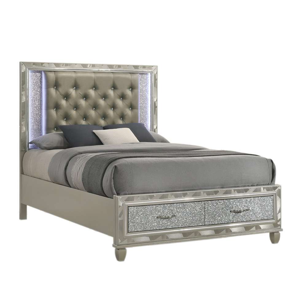 New Classic Furniture - Radiance  Silver W /Storage  - 5/0 Queen Bed - 00-976S-S300 veiw 1