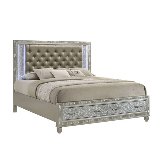 New Classic Furniture - Radiance  Silver W /Storage  - 6/6 Ek Bed - 00-976S-S100 veiw 1