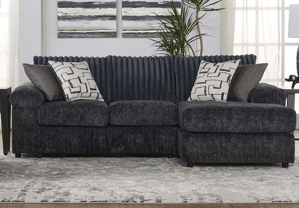 New Classic Furniture - Remi Laf Loveseat and Raf Chaise With Accent Pillows-Charcoal Gray - U1990-20L-CHG_U1990-17R-CHG veiw 1