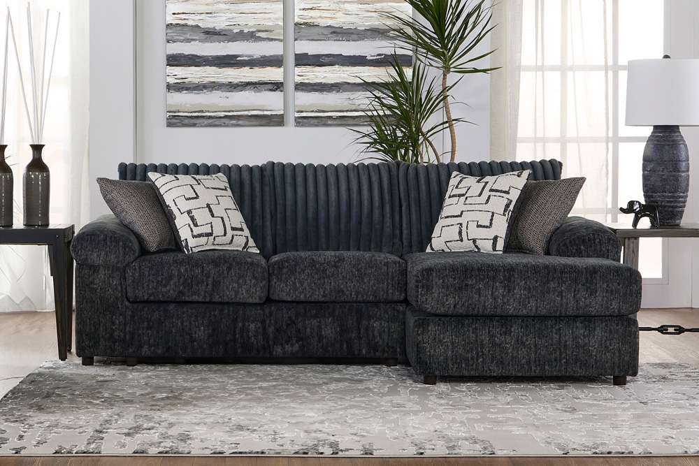 New Classic Furniture - Remi Laf Loveseat and Raf Chaise With Accent Pillows-Charcoal Gray - U1990-20L-CHG_U1990-17R-CHG veiw 2