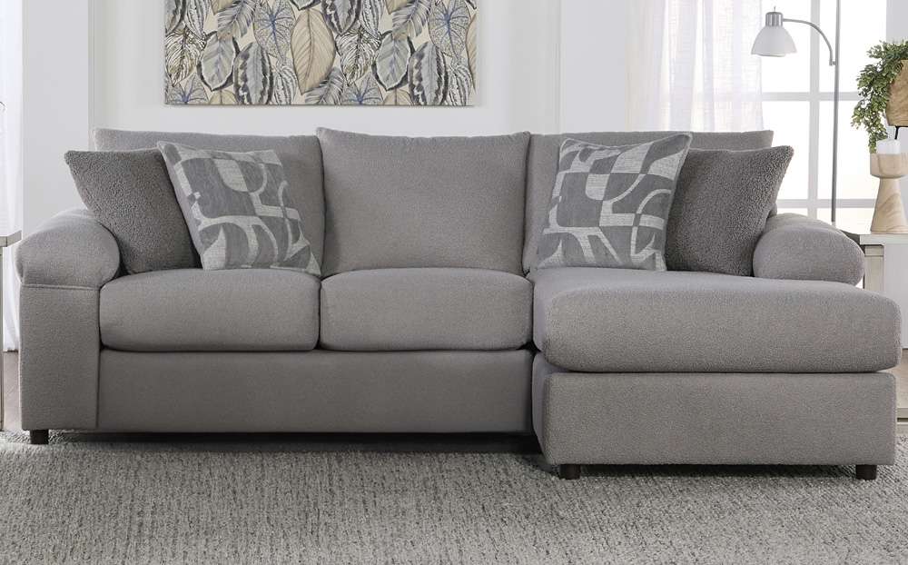 New Classic Furniture - Remi Laf Loveseat and Raf Chaise With Accent Pillows-Light Gray - U1990-20L-LGY_U1990-17R-LGY veiw 1