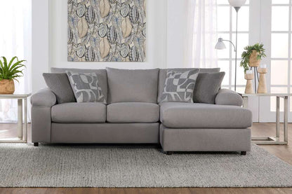 New Classic Furniture - Remi Laf Loveseat and Raf Chaise With Accent Pillows-Light Gray - U1990-20L-LGY_U1990-17R-LGY veiw 2