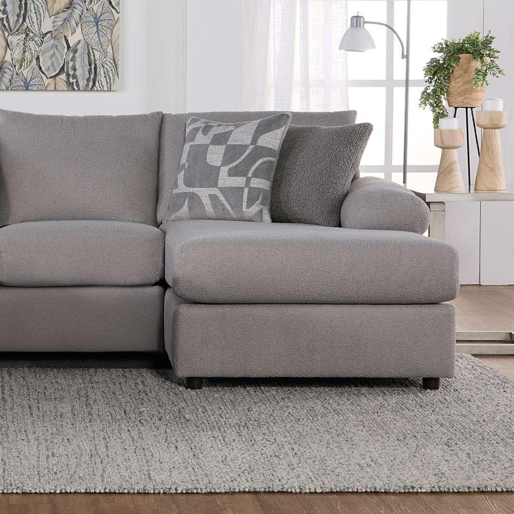 New Classic Furniture - Remi Laf Loveseat and Raf Chaise With Accent Pillows-Light Gray - U1990-20L-LGY_U1990-17R-LGY veiw 3