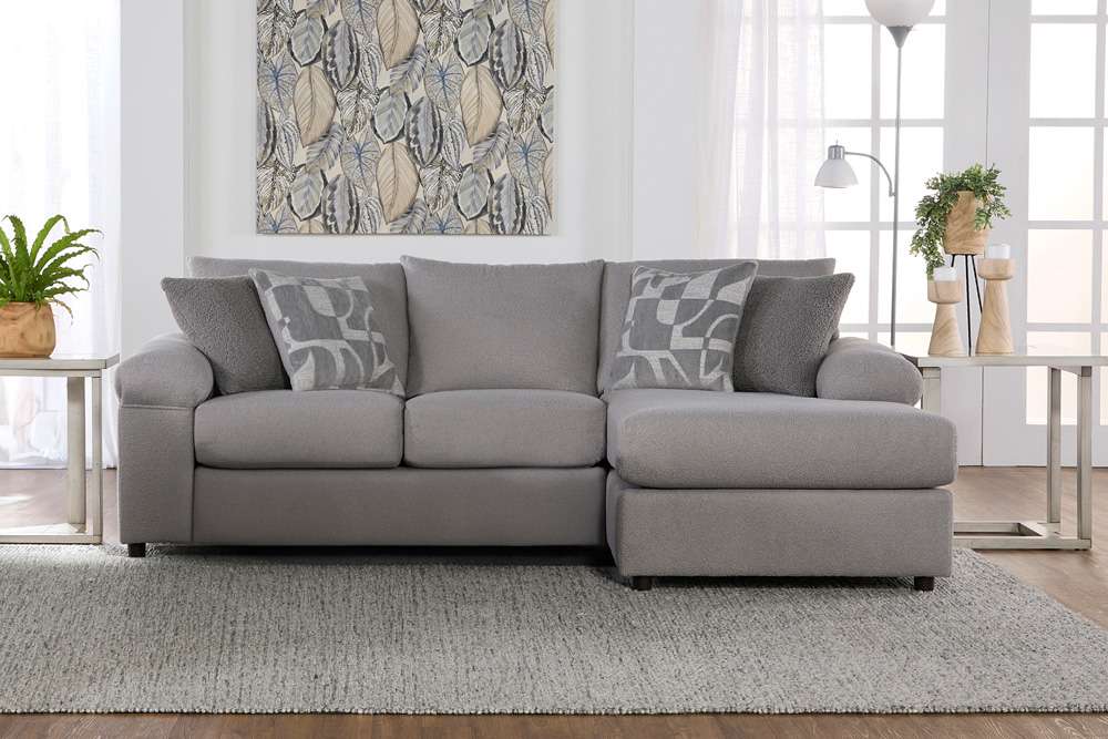 New Classic Furniture - Remi Laf Loveseat and Raf Chaise With Accent Pillows-Light Gray - U1990-20L-LGY_U1990-17R-LGY veiw 4