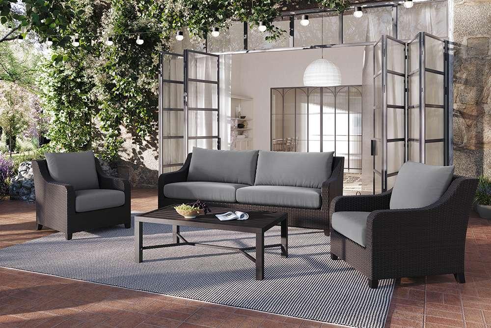 New Classic Furniture - Skye Outdoor Patio 4 Pc Set-Sofa, 2 Chairs, Coffee Table-Gray - 60-807G-4P veiw 1