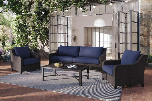 New Classic Furniture - Skye Outdoor Patio Conversation 4 Pc Set-Sofa, 2 Chairs, Coffee Table-Blue - 60-807C-4P veiw 1