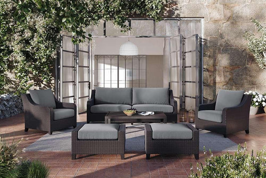 New Classic Furniture - Skye Outdoor Patio Conversation  6 Pc Set-Sofa, 2 Chairs, 2 Ottoman, Coffee Table-Gray - 60-807G-6P veiw 1