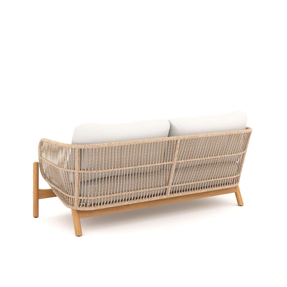 New Classic Furniture - Solstice 4 Piece Outdoor Rope & Solid Wood Conversation Set-Patio Loveseat,  2 Patio Club Chairs & Terazzo Top Coffee Table-Linen Beige - 60-823-5P veiw 2