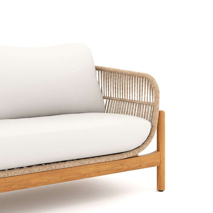 New Classic Furniture - Solstice 5 Piece Outdoor Rope & Solid Wood Conversation Set-Patio Loveseat,  2 Patio Club Chairs, Terazzo Top Coffee Table & End Table-Linen Beige - 60-823-4P veiw 3